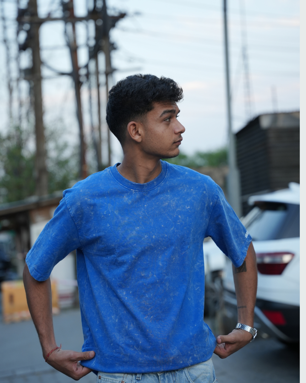 Blue Acid Wash Oversize Tshirt